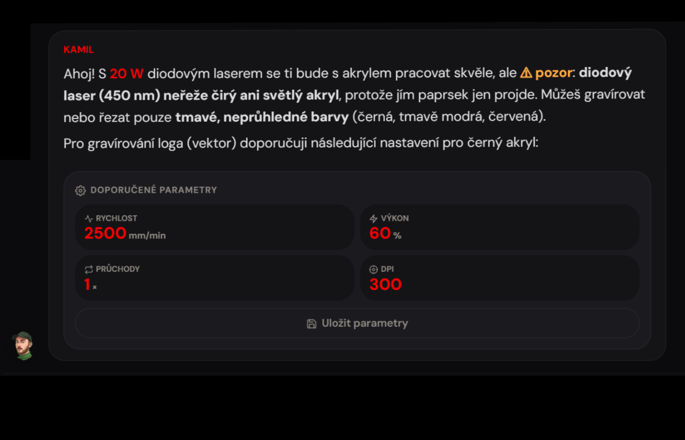 Lasero AI chat s Kamilem